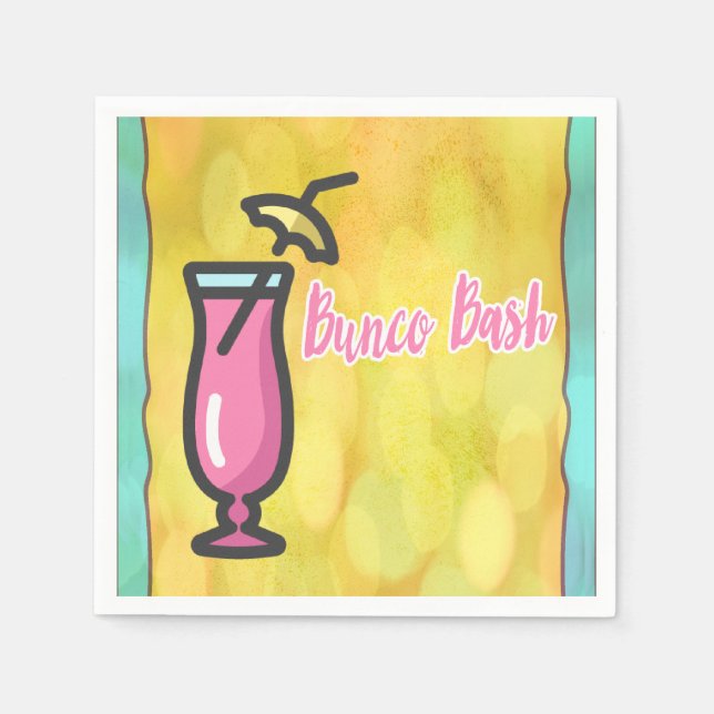 Pink Drink Bunco Bash Fun Cocktail Napkin Serviette (Vorderseite)