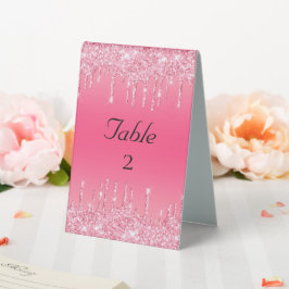 Pink Dripping Glitzer Wedding personalisieren Tischaufsteller