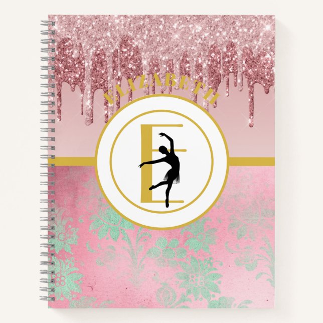 Pink Driving Glitzer Ballerina Ballerina Balletttä Notizbuch (Vorderseite)