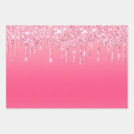 Pink Driving Glitzer Girly Trendy Chic Modern Geschenkpapier Set