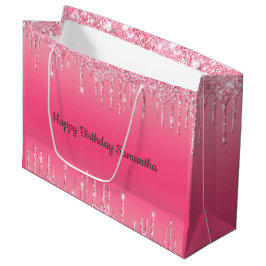 Pink Driving Glitzer Girly Trendy Chic Modern Große Geschenktüte