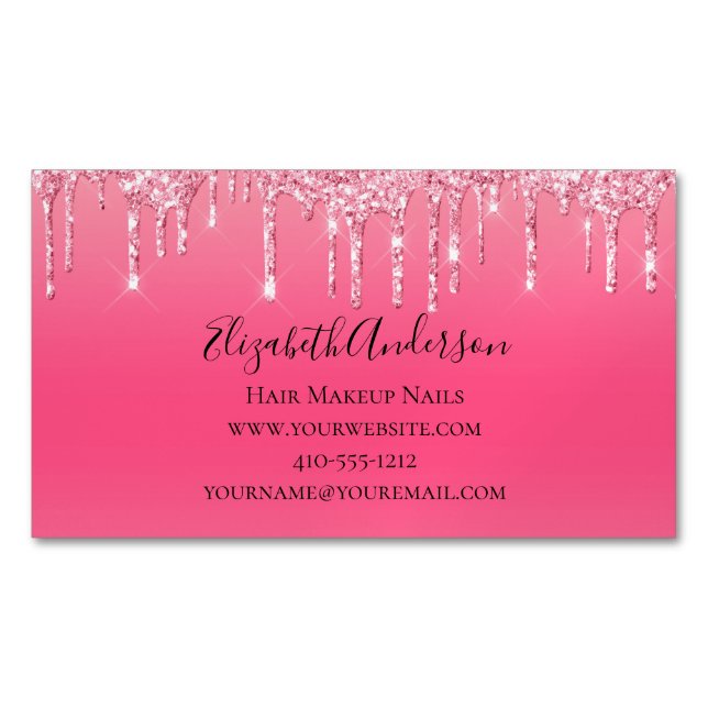Pink Driving Glitzer Girly Trendy Chic Modern Magnetische Visitenkarte (Vorderseite)