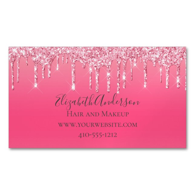 Pink Driving Glitzer Girly Trendy Chic Modern Magnetische Visitenkarte (Vorderseite)