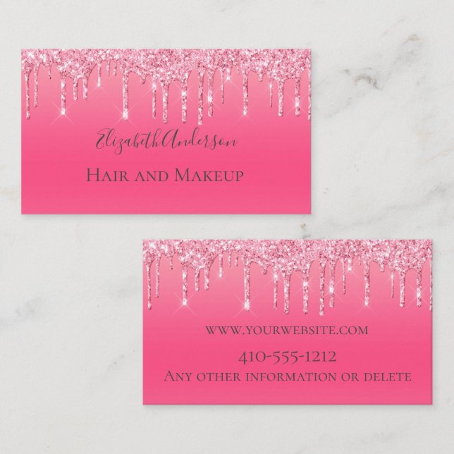 Pink Driving Glitzer Girly Trendy Chic Modern Visitenkarte (Vorne/Hinten)