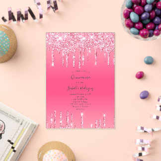 Pink Driving Glitzer Girly Trendy Quinceanera Acryleinladungen
