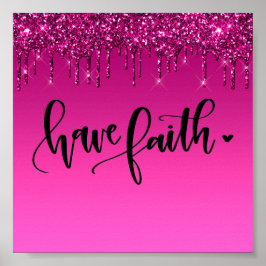 Pink Driving Glitzer Inspiration Zitat Poster