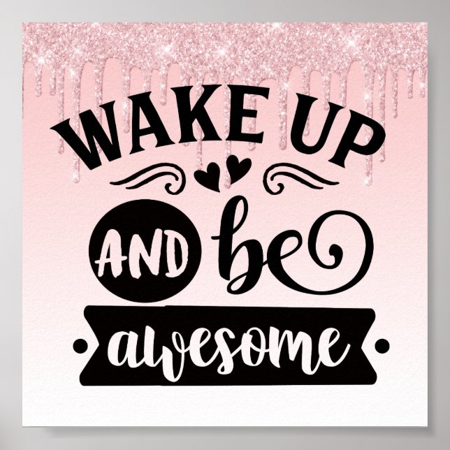 Pink Driving Glitzer Inspiration Zitat Poster (Vorne)