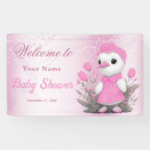 Pink Duck Girl Baby Dusche Begrüßungsbanner Begrüß Banner