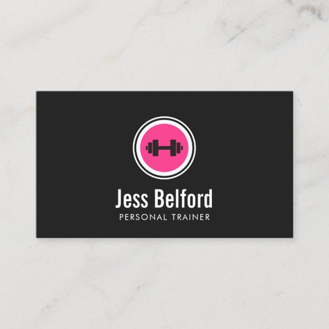 Pink Dumbell Logo, Personal Trainer, Fitness Gym Visitenkarte (Vorderseite)