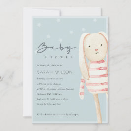 Pink Dusky Blue Gray Bunny Baby Dusche laden ein Dankeskarte