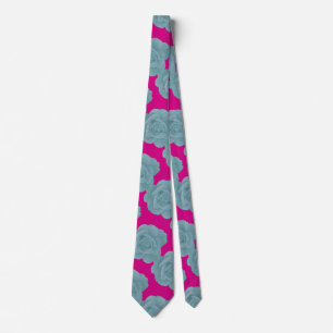 Pink Dusty Blue Rosen floral Vintages Geschenk Krawatte