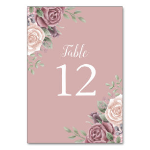 Pink Dusty Rose Aquarell Tischnummer