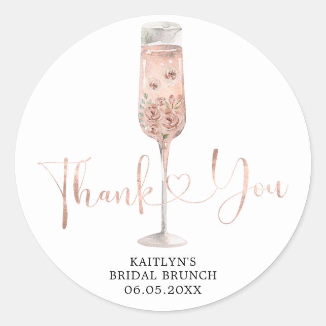 Pink Dusty Rose Petals Prosecco Danke Aufkleber (Vorderseite)