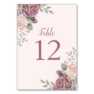 Pink Dusty Rose Wasserfarbe Rosa Tischnummer