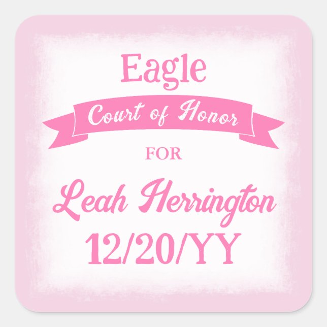 Pink Eagle Scout Achievement Party Favor Sticker (Vorderseite)