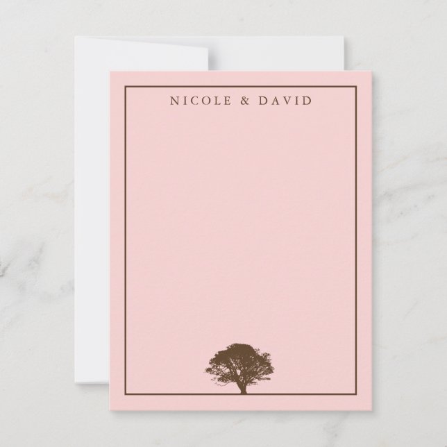 Pink Eak Baum personalisiertes Paar danke Einladung (Vorderseite)