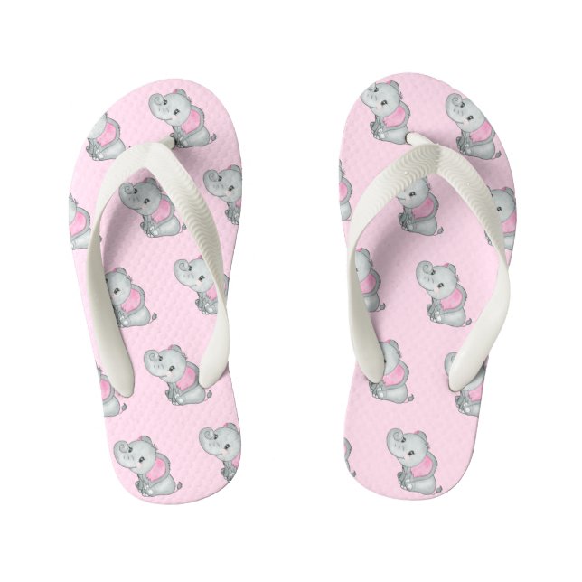 Pink Eared Niedlich Baby Elephant Kid's Flip Flops (Fußbett)