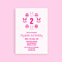 Pink Easter 2nd Birthday Einladung