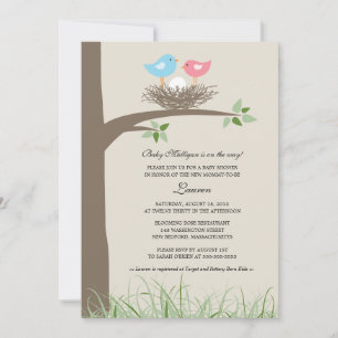 Pink Egg Baby Bird's Nest Baby Shower Einladung