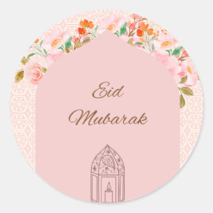 Pink Eid Runder Aufkleber
