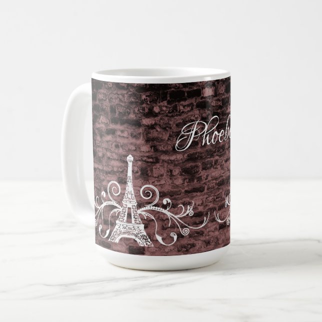 Pink Eiffelturm Grunge Kaffee Tasse (Vorderseite Links)