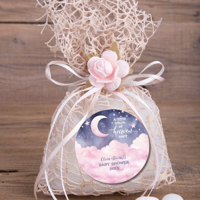 Pink ein kleines Stück Himmlische Kinderdusche Runder Aufkleber (Von Creator hochgeladen)