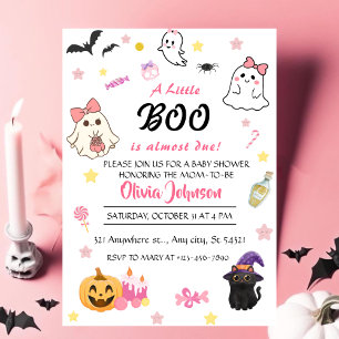 Pink eine kleine Boo Halloween Babydusche Einladung
