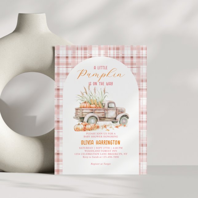 Pink Eine kleine Kürbiskutsche Girl Babydusche Einladung (Von Creator hochgeladen)