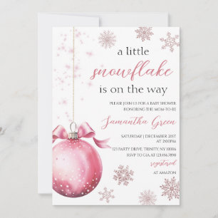 Pink eine kleine Schneeflocke Babydusche Einladung