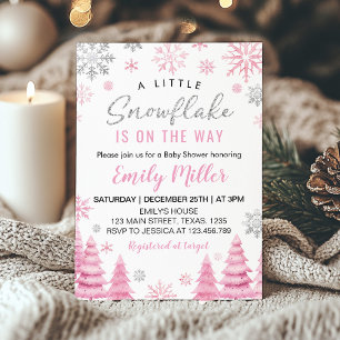 Pink eine kleine Snowflake Girl Babydusche Einladung