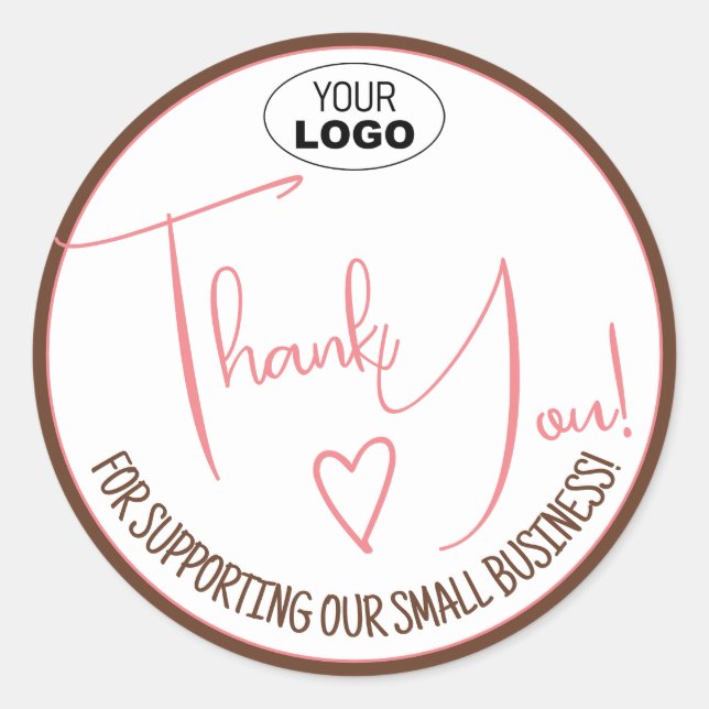 Pink Einfach Minimalistisch Danke Business Labels Runder Aufkleber (Vorderseite)