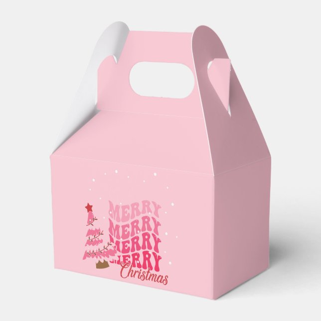 Pink Einfach und modern frohe Weihnachten Geschenkschachtel (Vorderseite)