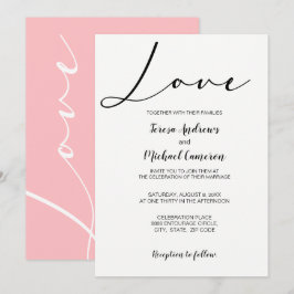 Pink Einfache Liebe Hochzeit der Typografie Einladung