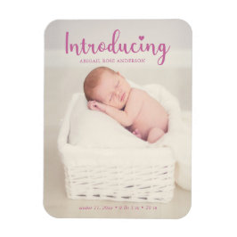 Pink Einführung Script Elegant Baby Girl Neugebore Magnet