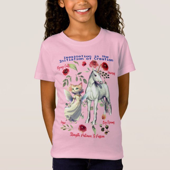 (pink) Einhornkatzen Spaß T-Shirt (Vorderseite)