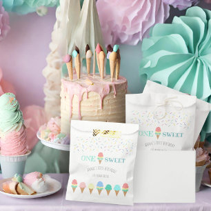 Pink Eis cone Sprinklen 1 ist süß Geburtstag Geschenktütchen