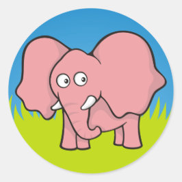 Pink-Elefant-Cartoon Runder Aufkleber