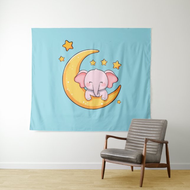Pink-Elefant Wandteppich (Beispiel (Horizontal))