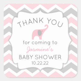 Pink Elefantenbaby Dusche danke Ihnen für Aufklebe Quadratischer Aufkleber