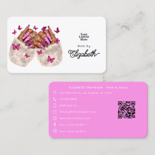 Pink Elegance African American Nail Salon Design Visitenkarte