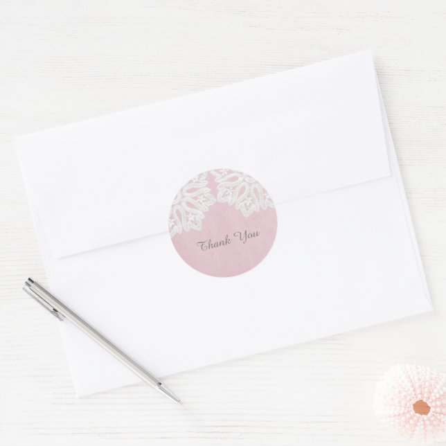 Pink Elegance Spitze Danke Stickers (Umschlag)