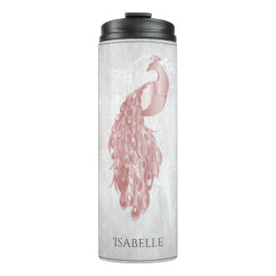 Pink Elegange Pfau Personalisierte Thermal Tumbler Thermosbecher