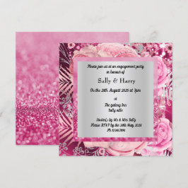 Pink Elegant Bouquet fiançailles invitation