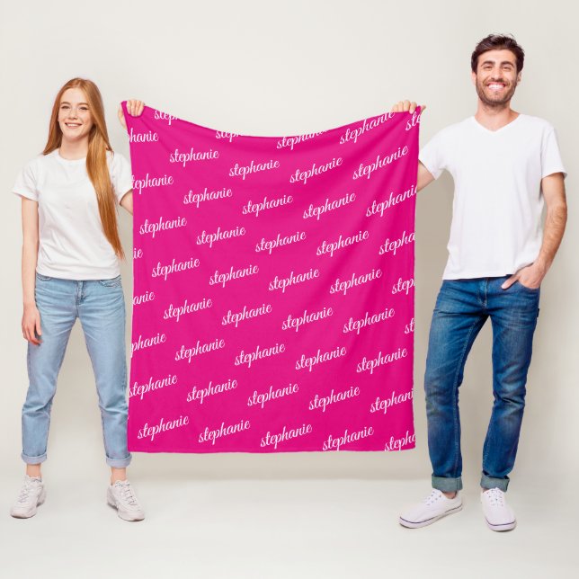 Pink Elegant Calligrafy Personalisiert Repeat Name Fleecedecke (Beispiel)