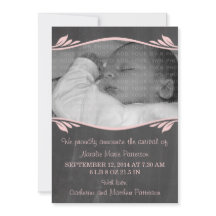 Pink Elegant Chalkboard Baby Faire-part