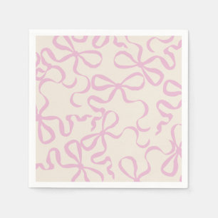 Pink Elegant Coquette Bow Napkin Baby Dusche Serviette