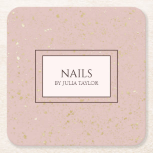 Pink Elegant Gold Glitzer Nagelsalon Manikurist Rechteckiger Pappuntersetzer