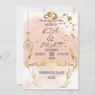 Pink Elegant Gold The Wedding Einladung