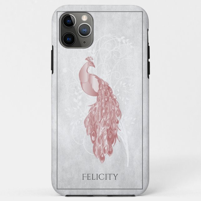 Pink Elegant Peacock Coque-Mate coque iphone (Dos)