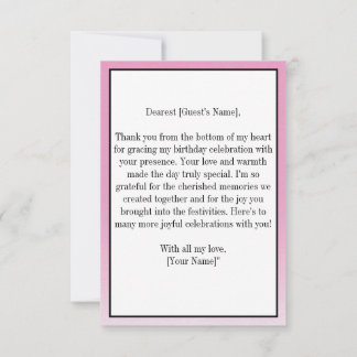 Pink Elegant Simple Merci d'anniversaire